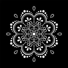 Circular pattern in form of mandala with flower for Henna, Mehndi, tattoo, decoration. Decorative ornament in ethnic oriental style. Outline doodle hand draw vector illustration.