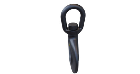 Industrial lifting hook; crane attachment with latch mechanism; Isolated 3D design hook with safety latch