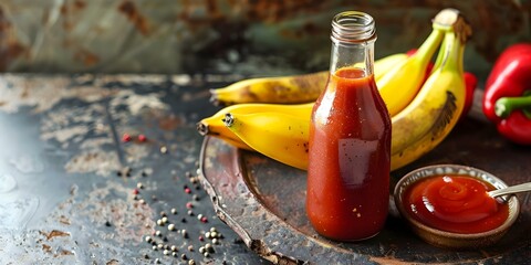 Versatile Filipino Banana Ketchup A Sauce for Various Dishes. Concept Filipino Cuisine, Banana Ketchup, Versatile Sauce, Traditional Dish, Local Ingredients