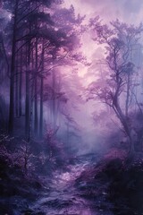 Fototapeta premium Phantasmal dreams depicted through a haunting, surreal landscape illuminated by ethereal lighting, creating a ghostly atmosphere.