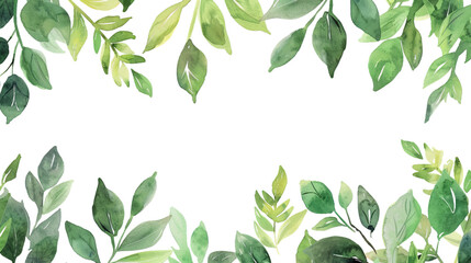 green leaves border, green leaves frame, watercolor frame of leaves, simple design, in the style of clipart, png, Transparent background