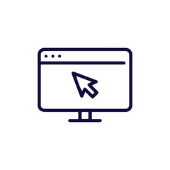 Minimalist web browser line icon with cursor