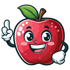 Obraz premium apple character, Cute Cartoon Apple fruit character giving a thumbs up ,colorful vector illustration, isolated on white backgroundlaying with a ball vector