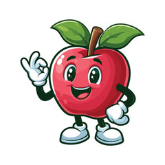 apple character, Cute Cartoon Apple fruit character giving a thumbs up ,colorful vector illustration, isolated on white backgroundlaying with a ball vector

