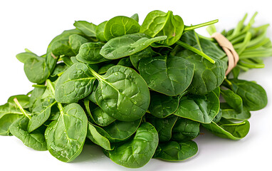Obraz premium Fresh bundle of spinach isolated on a white background