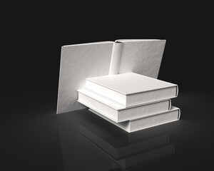 Realistic book cover. Blank brochure cover , white paperback surface, empty textbook magazine catalog. 3D set