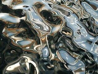 A close up of a wet metal surface.