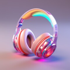a pair of headphones with a rainbow light