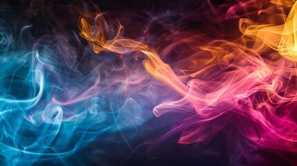 Obraz premium Colorful smoke trails captured against a black backdrop for an abstract look