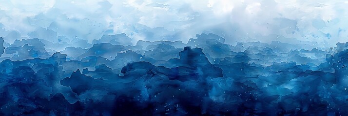 Obraz premium Abstract Blue Watercolor Landscape
