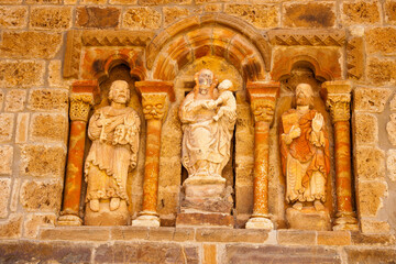 Romanesque reliefs in monastery of Santa María la Real, IX century. Piasca. Picos de Europa....