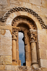 Obraz premium Romanesque image with sexual scene, Collegiate church of San Pedro, 12th century. Cervatos. Cantabria. Spain.