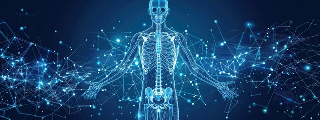 Human body. Abstract vector. Digital anatomy  Medical technology  Muscle structure  Health innovation  3D model  DNA biotechnology  Body system  Science medicine  Healthy anatomy concept.