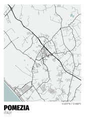 Pomezia City, Italy Map - Pomezia City White Gold Maps Poster Wall Art Home Decor Ready to Printable
