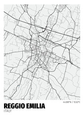 Reggio Emilia City, Italy Map - Reggio Emilia City White Gold Maps Poster Wall Art Home Decor Ready to Printable
