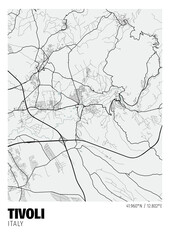 Tivoli City, Italy Map - Tivoli City White Gold Maps Poster Wall Art Home Decor Ready to Printable
