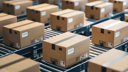 Cardboard boxes on conveyor belt