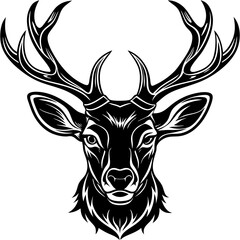 deer head silhouette, Deer  head icon black vector silhouette, deer, animal, vector, reindeer, cartoon, illustration,