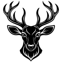 deer head silhouette, Deer  head icon black vector silhouette, deer, animal, vector, reindeer, cartoon, illustration,