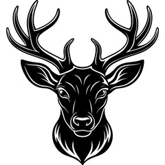 Fototapeta premium deer head silhouette, Deer head icon black vector silhouette, deer, animal, vector, reindeer, cartoon, illustration,