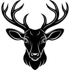 deer head silhouette, Deer  head icon black vector silhouette, deer, animal, vector, reindeer, cartoon, illustration,