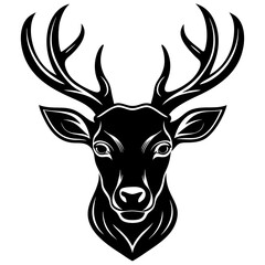 Fototapeta premium deer head silhouette, Deer head icon black vector silhouette, deer, animal, vector, reindeer, cartoon, illustration,