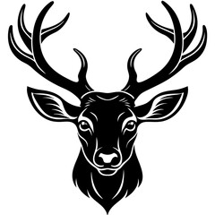deer head silhouette, Deer  head icon black vector silhouette, deer, animal, vector, reindeer, cartoon, illustration,