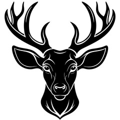 Fototapeta premium deer head silhouette, Deer head icon black vector silhouette, deer, animal, vector, reindeer, cartoon, illustration,