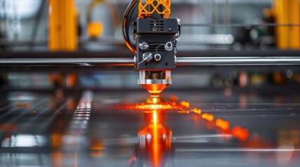 Fototapeta premium 3D Printing: Enables creation of three-dimensional objects from digital files, revolutionizing manufacturing, healthcare, and food production with customized, on-demand products. 