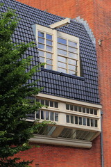 Amsterdam Spaarndammerbuurt District Building Exterior Detail with Window, Netherlands