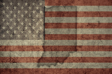 map of indiana state and flag of united states of america on a old vintage crack paper background .