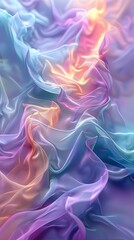 Fototapeta premium Vertical Abstract digital artwork with gradient of pastel colors of blue, purple, pink. Fluid, wave-like texture 