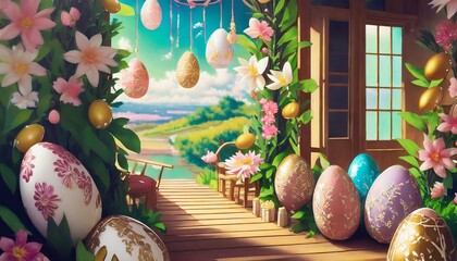 easter eggs in a garden