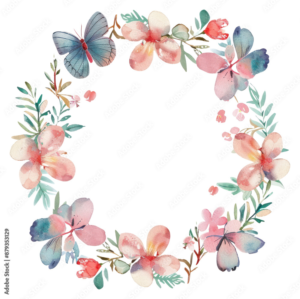 Sticker png pattern circle flower wreath.