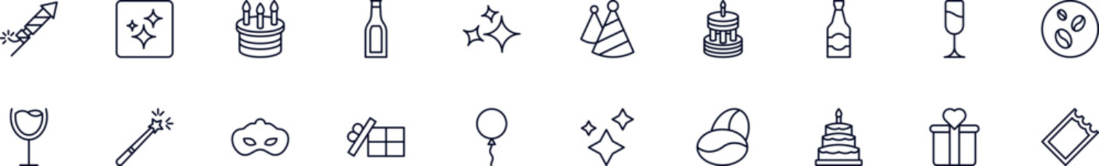 Holiday vector images collection. Simple linear illustration that can be used as an design element for apps and websites