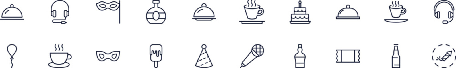 Simple outline signs of holiday. Line icons suitable for web sites, apps, infographics