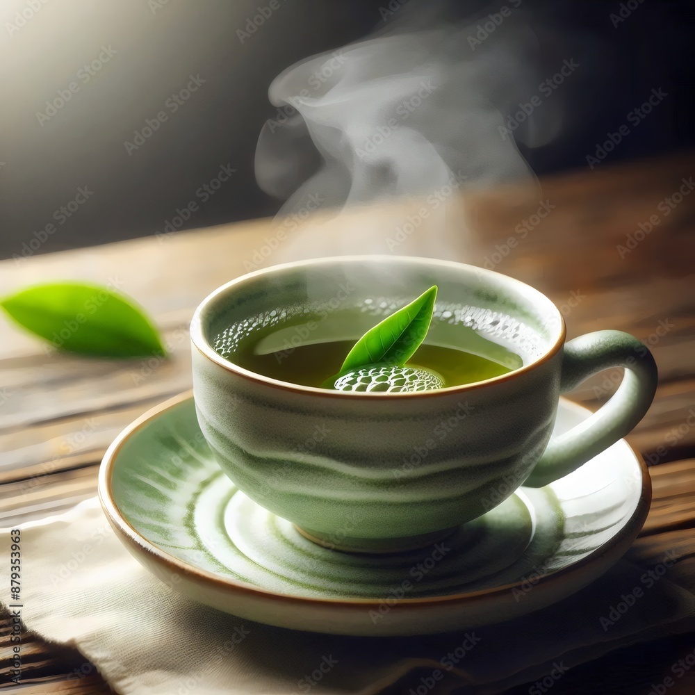 Wall mural cup of green tea