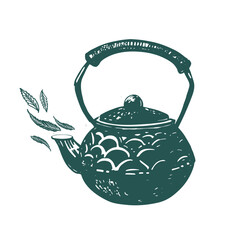 Kettle for tea. Vector graphics. Sketch drawing.