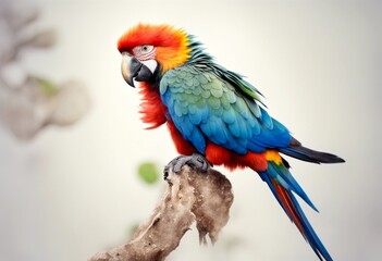 Obraz premium yellow tropical background birds blue beak animal macaw colourful feather parrot watercolor bird drawing olated nature
