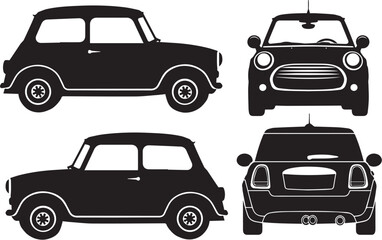 Car mini Cooper silhouettes - vector