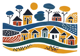 Fototapeta premium PNG Vector countryside impressionism drawing sketch art.