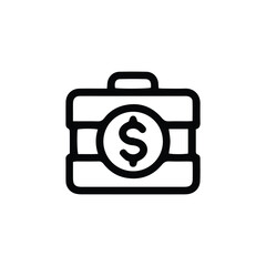 Briefcase with Money Outline Icon