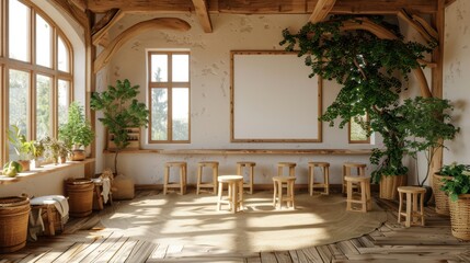 Mock up poster frame in kitchen interior