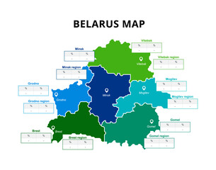 Belarus map. Cities regions.