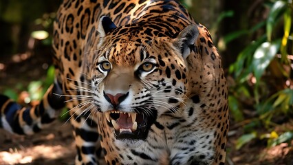 Obraz premium Attractive image of a powerful hunter jaguar wallpaper