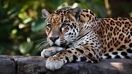 Fototapeta premium Attractive image of a powerful hunter jaguar wallpaper