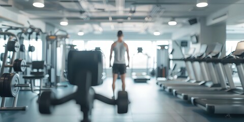 Fototapeta premium Gym workout filmed by camera following fitness influencer during exercise session. Concept Fitness Influencer, Gym Workout, Exercise Session, Filmed by Camera, Workout Routine