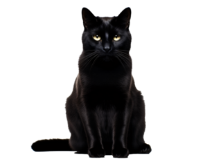 a black cat with yellow eyes