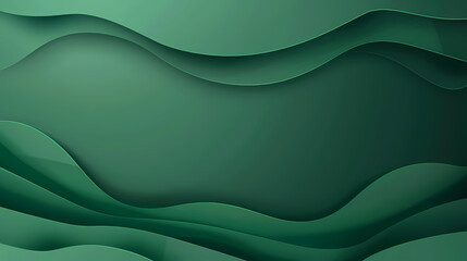 Fototapeta premium Abstract green wavy background with layered curves creating a sense of depth and fluidity.