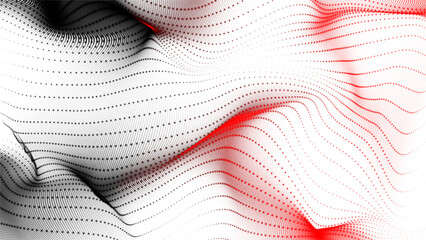 Abstract motion digital black and red dots wave futuristic technology background. Abstract dots background